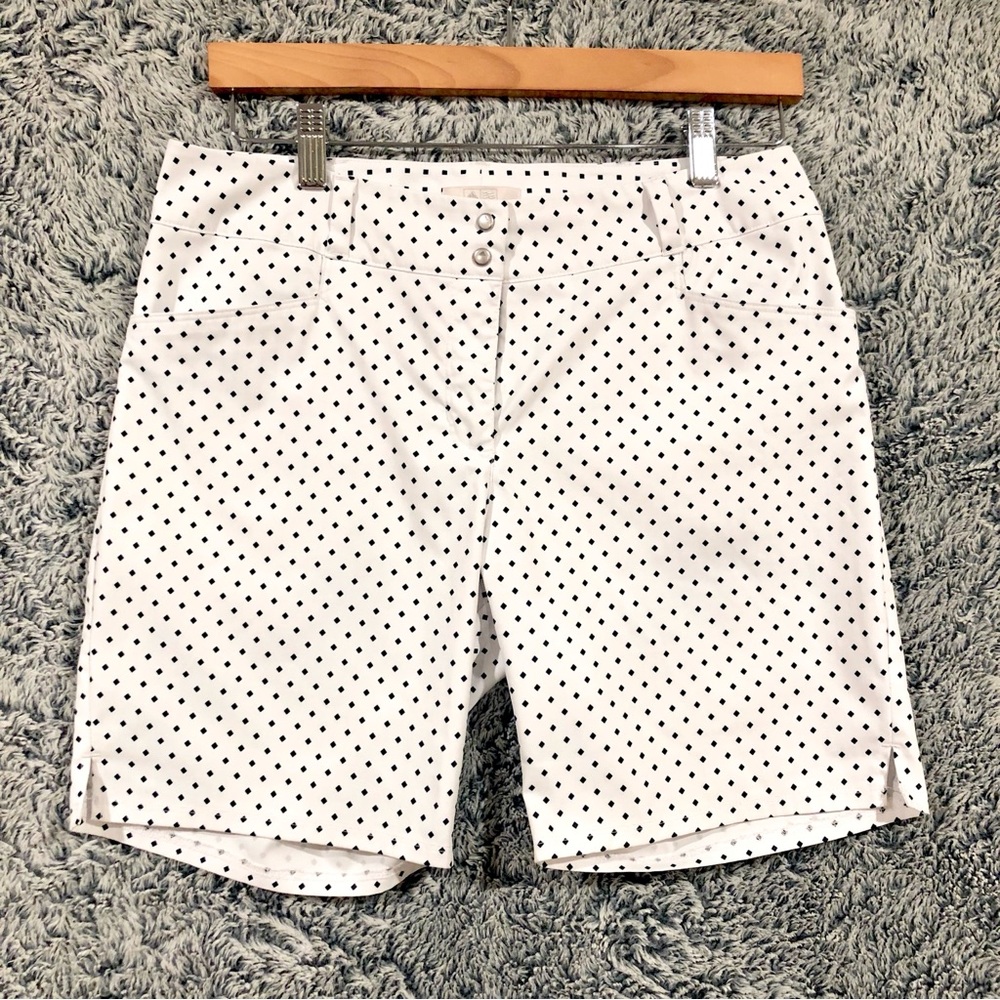 Adidas Women’s Golf Shorts EU 36 Sz S Diamond Print Dot Snap Button